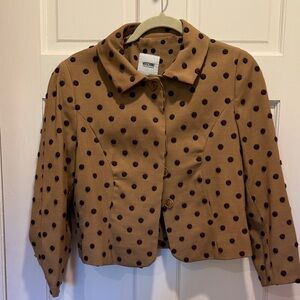 Moschino Tan Jacket with Black Polka Dots